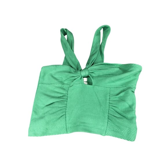 Urban Outfitters Green Ribbed Knot Front Cropped Tank Top S - Picture 1 of 9